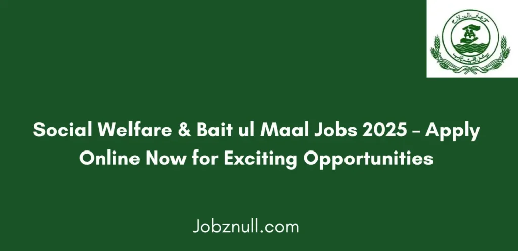 Social Welfare & Bait ul Maal Jobs 2025 Apply Online Now